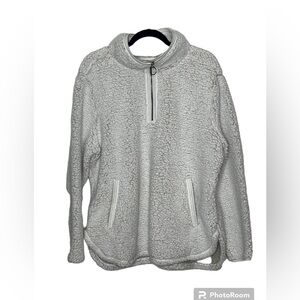 Cozy Sherpa Faux Fur 1/4 Zip Pullover Jacket Sz XXL